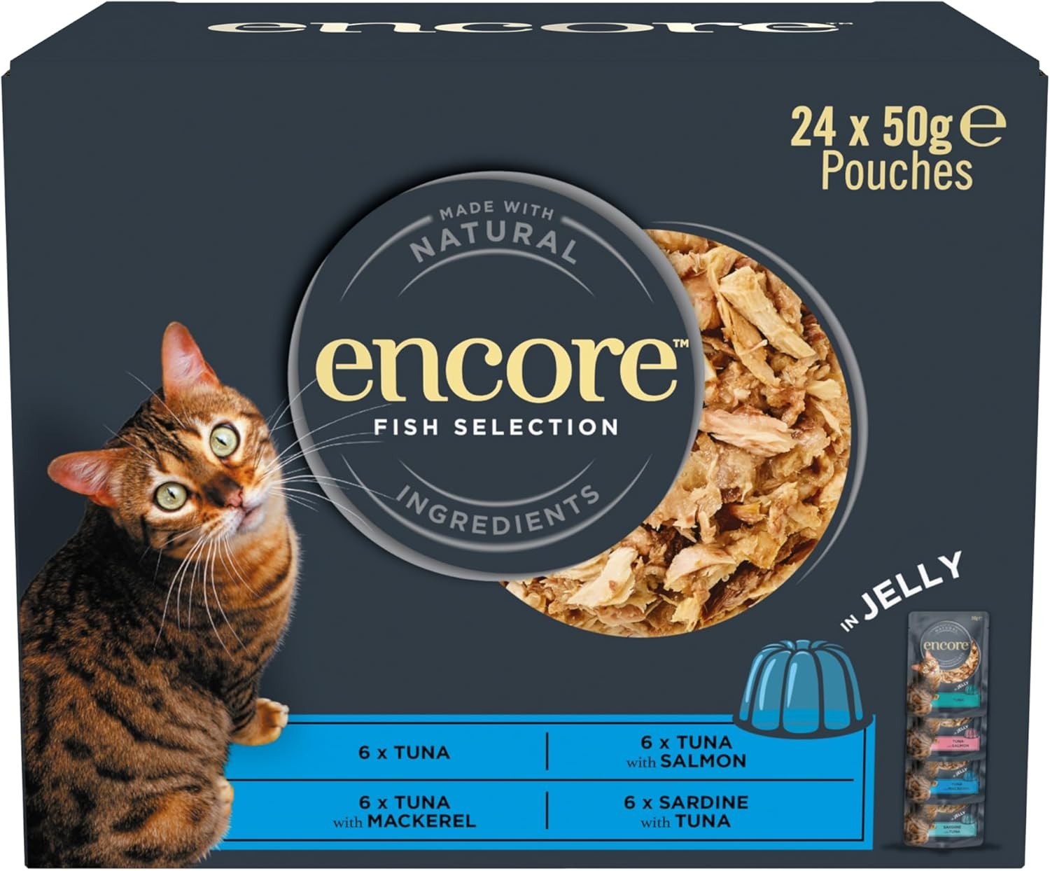 100% Natural Wet Cat Food, Multipack Chicken in Jelly, 5 X 50 G Pouches
