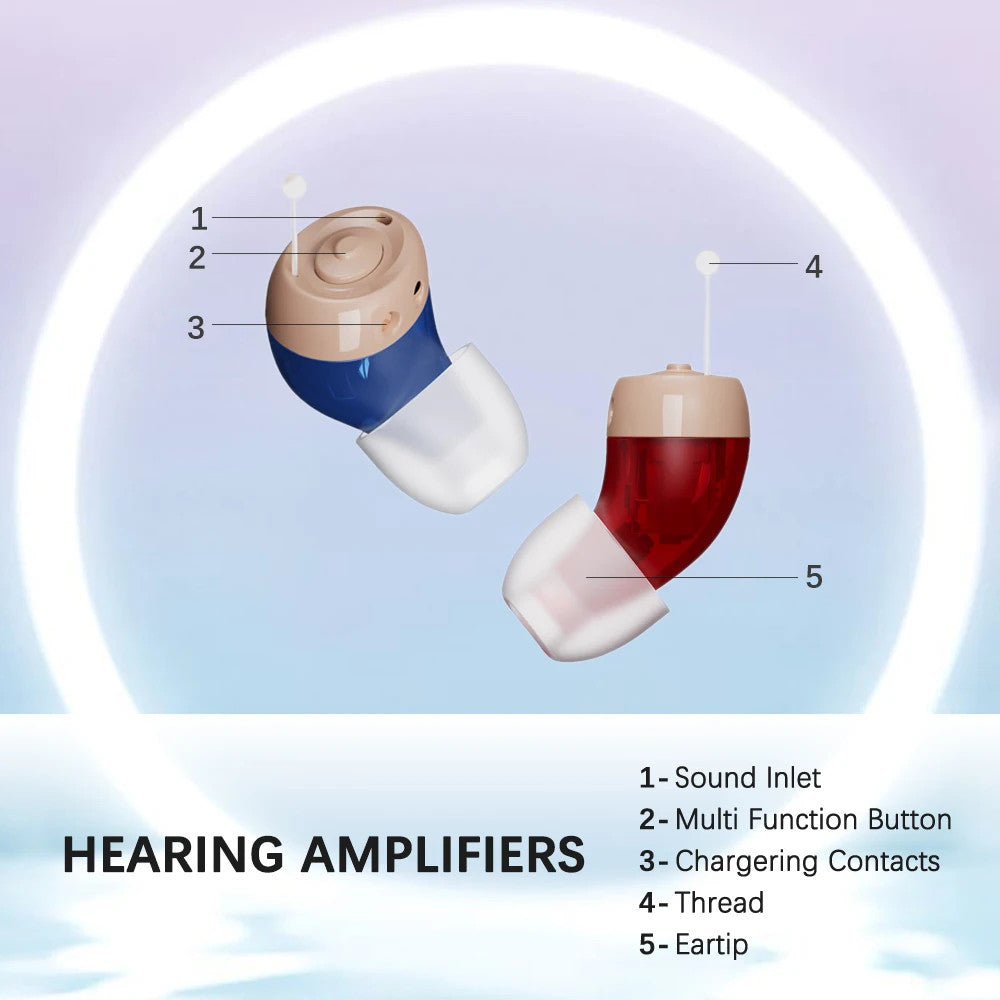1 Pair Mini Hearing Aids Rechargable in Ear Hearing Amplifier Sound Enhancer