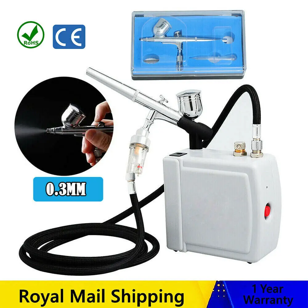 0.3MM Mini Airbrush Compressor Kit Dual Action Air Brush Spray Gun Paint Tattoo