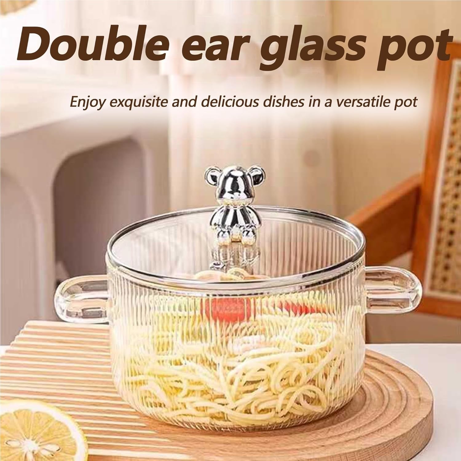 1.5L/50Oz Glass Saucepan with Cover, Saucepans Glass Casserole, Heat Resistant