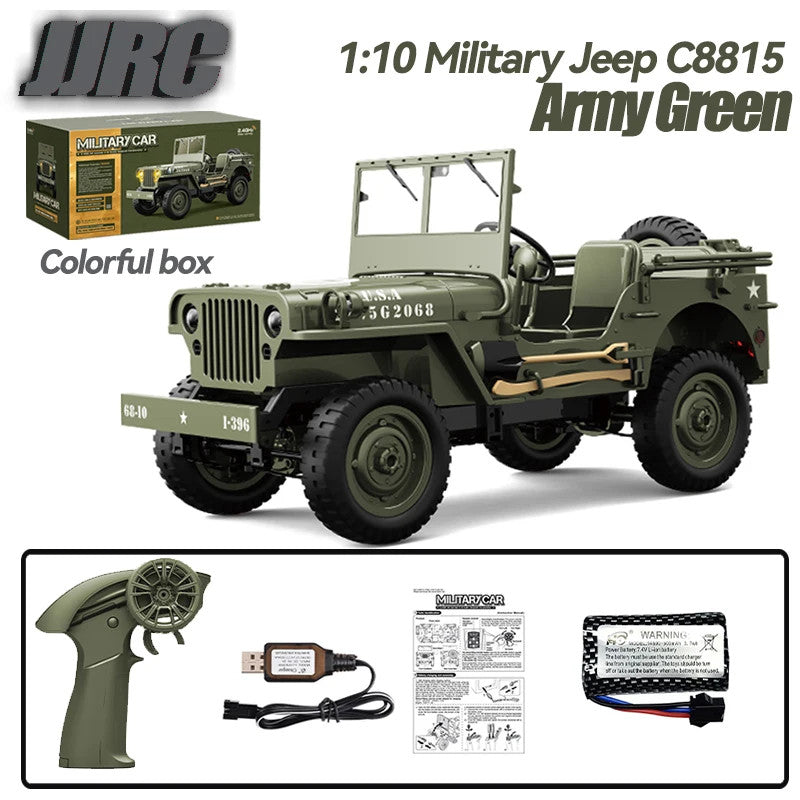 1/10 WILLYS JEEP 2.4G Rc Car 1941 4WD RTR Crawler Climbing Scale Military