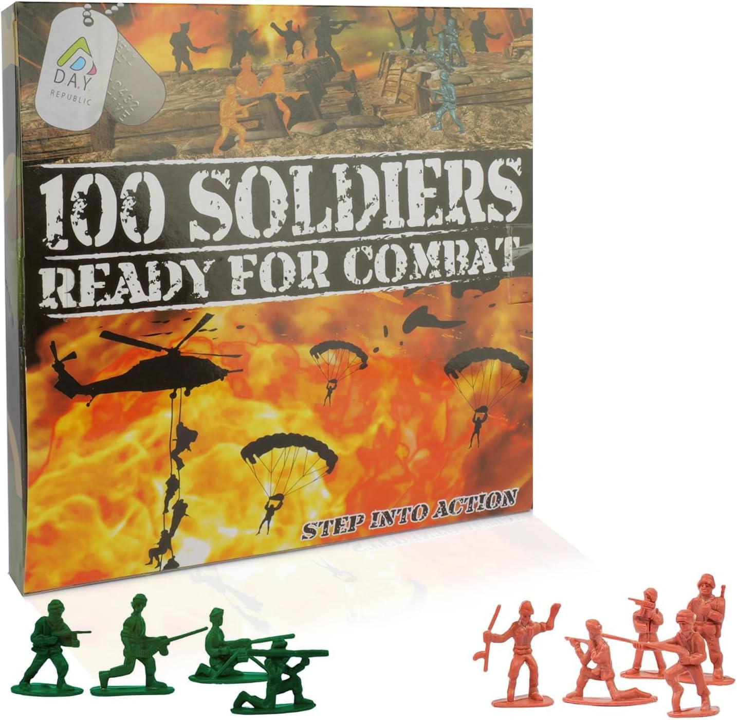 100 Pcs World War II Plastic Toy Soldiers 3.5Cm Traditional Green and Brown Army