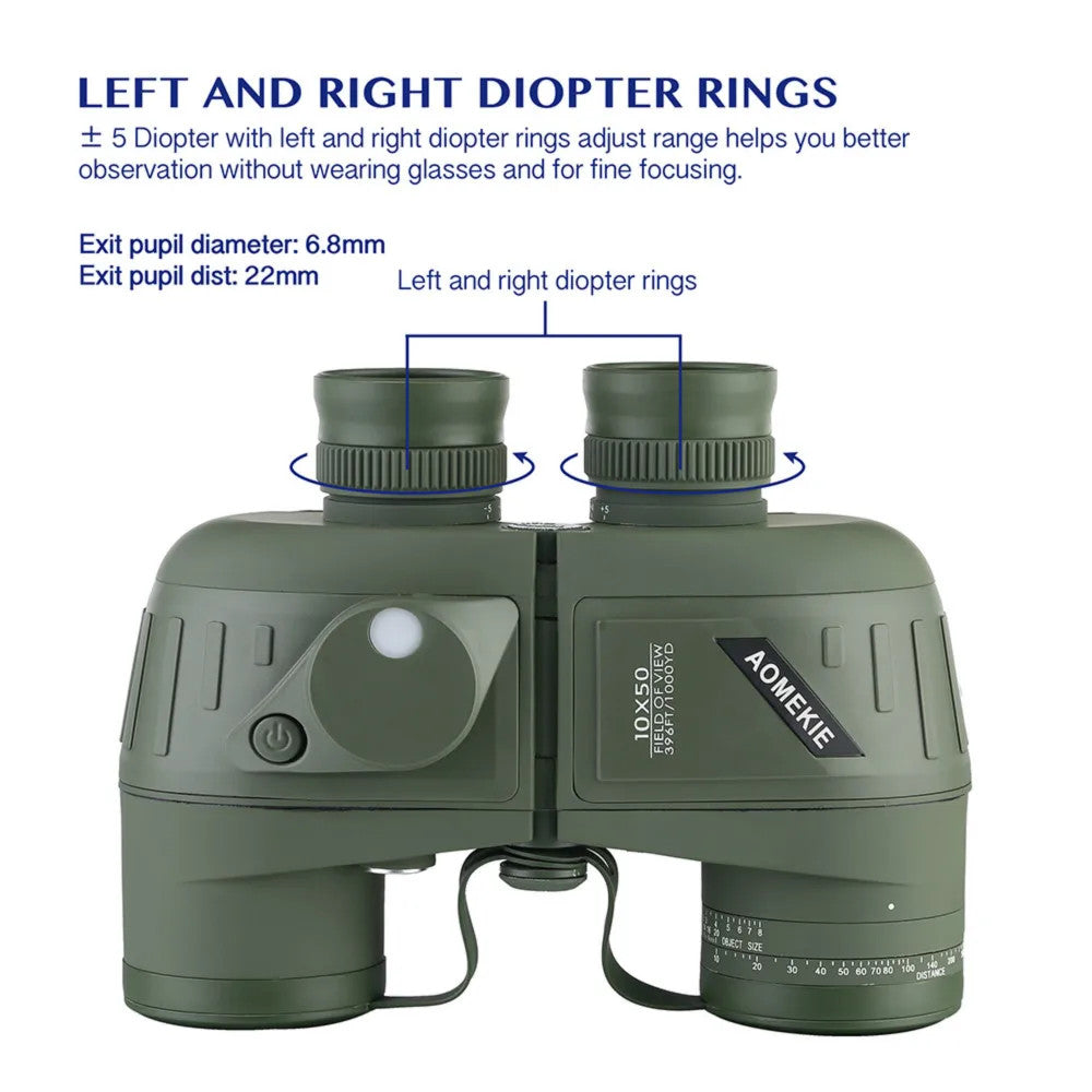 10X50 Marine Binoculars for Adults Waterproof Binoculars with Rangefinder Compas