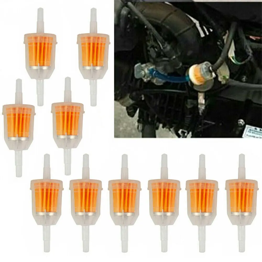 10 X Universal Petrol Inline Fuel Filter LARGE Car Part Fit 6 Mm to 8 Mm Pipes