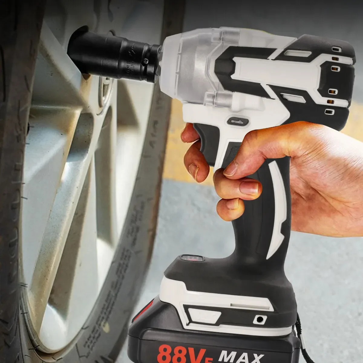 1000Nm Brushless Cordless Electric Impact Wrench Gun Ratchet Driver W/ Battery