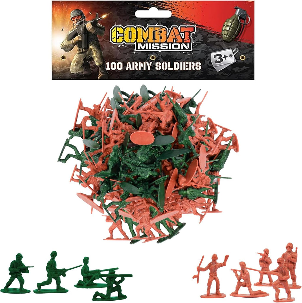 100 Pcs World War II Plastic Toy Soldiers 3.5Cm Traditional Green and Brown Army