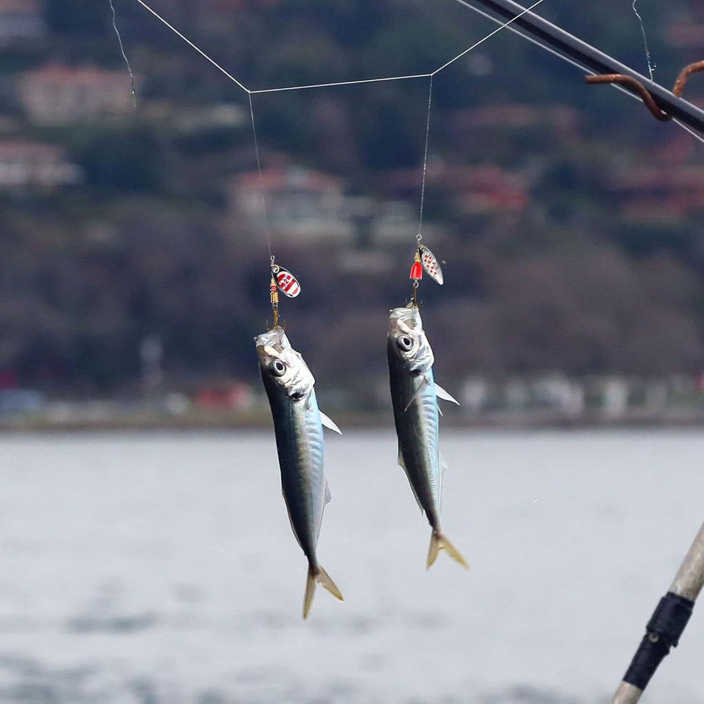 10PCS Spinner Bait Set, Artificial Fishing Lures, Fishing Spinners Lures + Hooks