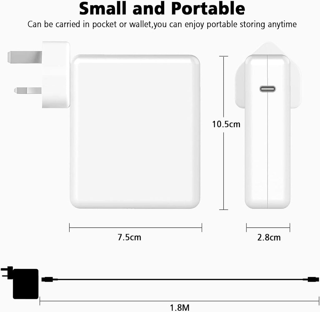 100W Mac Book Pro/Air USB C Charger - Fast Travel Laptop Charger for Mac Book