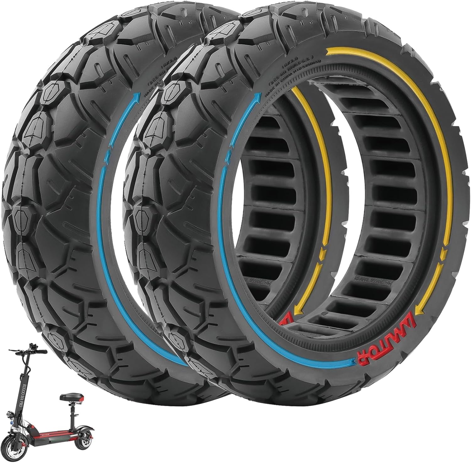 10X3 Solid Rubber Tyres - 10 Inch, 255X80, 80/65-6.5 Replacement Tyres 4 Scooter