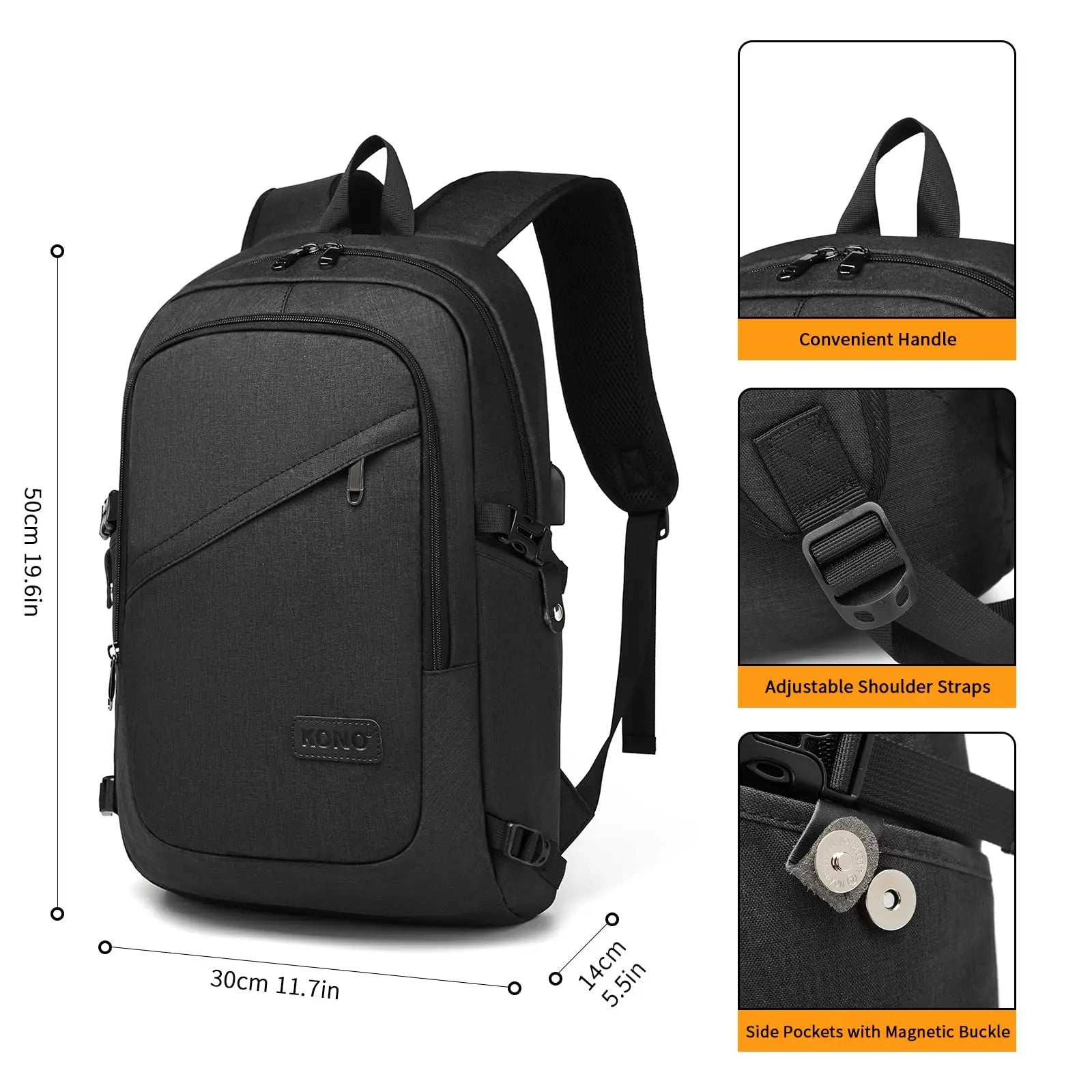 Laptop Backpack - 15.6 Inch Lightweight Laptop Bag for Men & Women USB Charging