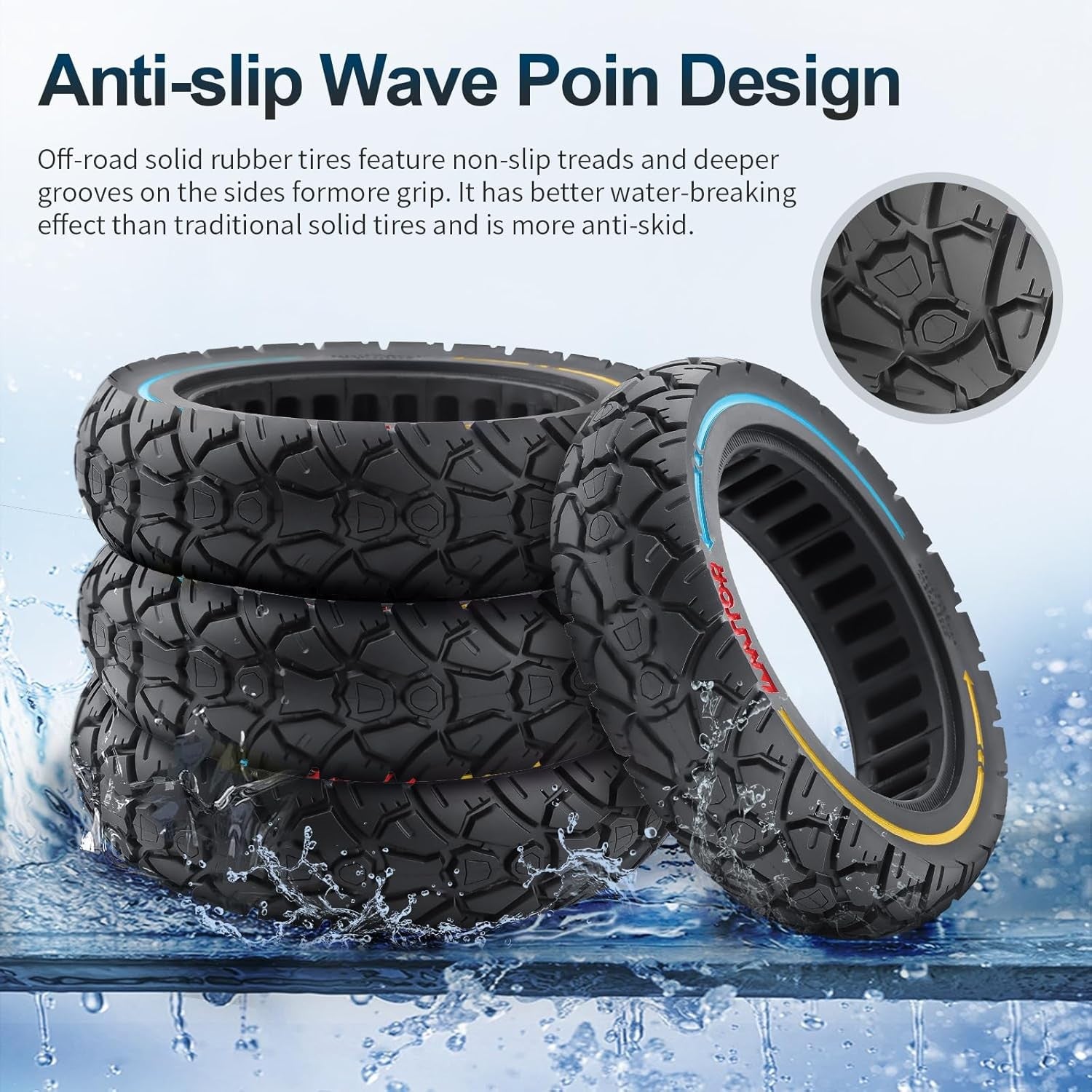 10X3 Solid Rubber Tyres - 10 Inch, 255X80, 80/65-6.5 Replacement Tyres 4 Scooter