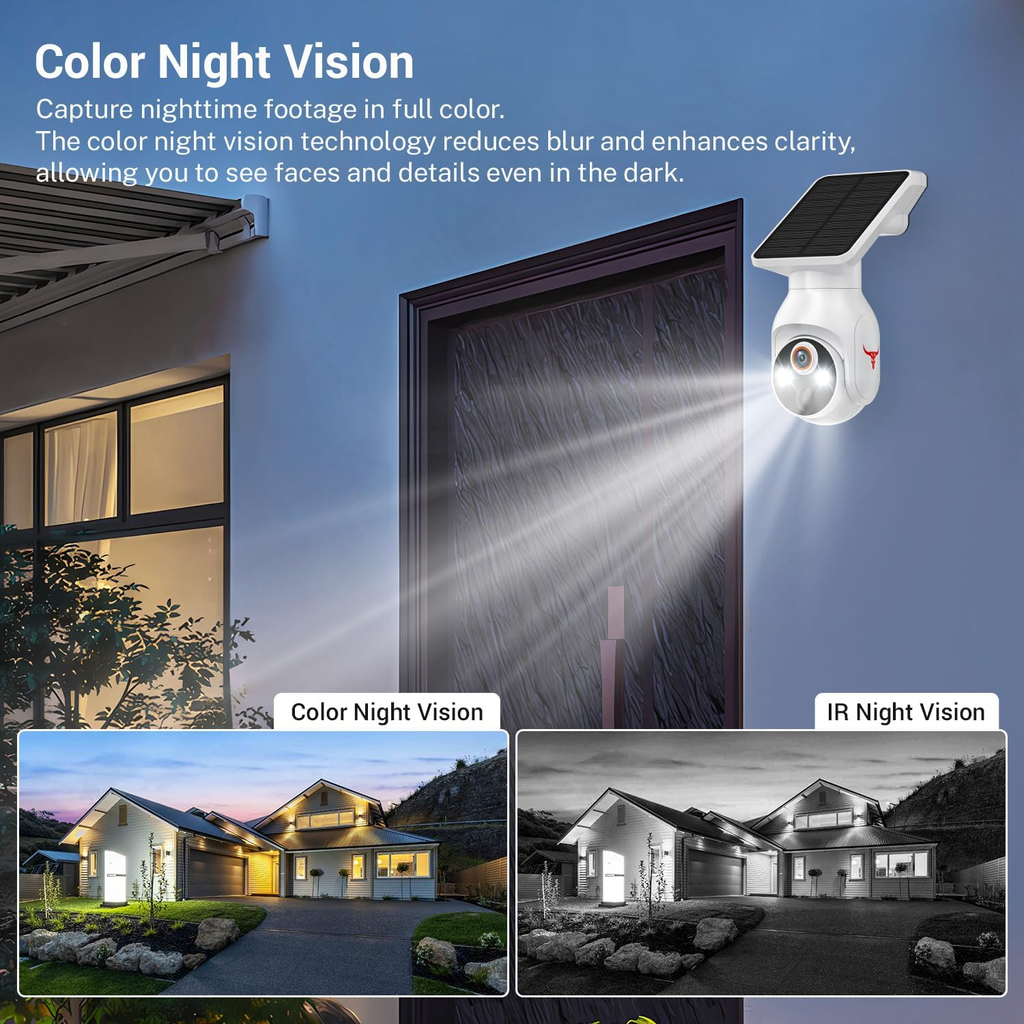 1080P Security Camera Wireless with Solar Panel, AI Human Detection, 2-Way Audio