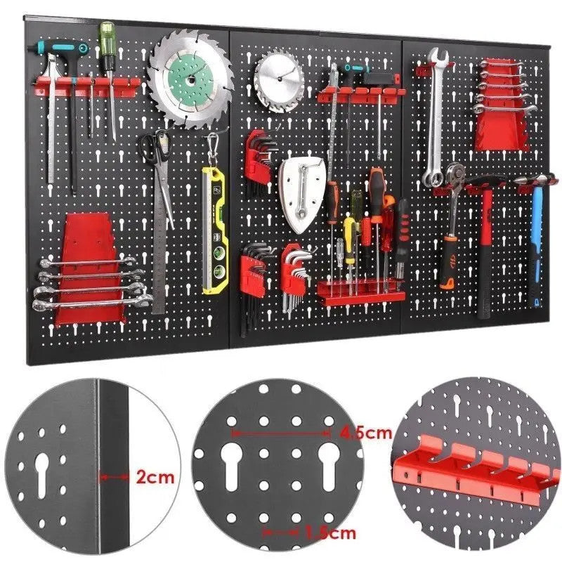 ✅117X55Cm Metal Pegboard Wall Organizer with Hooks 17PCS Kit