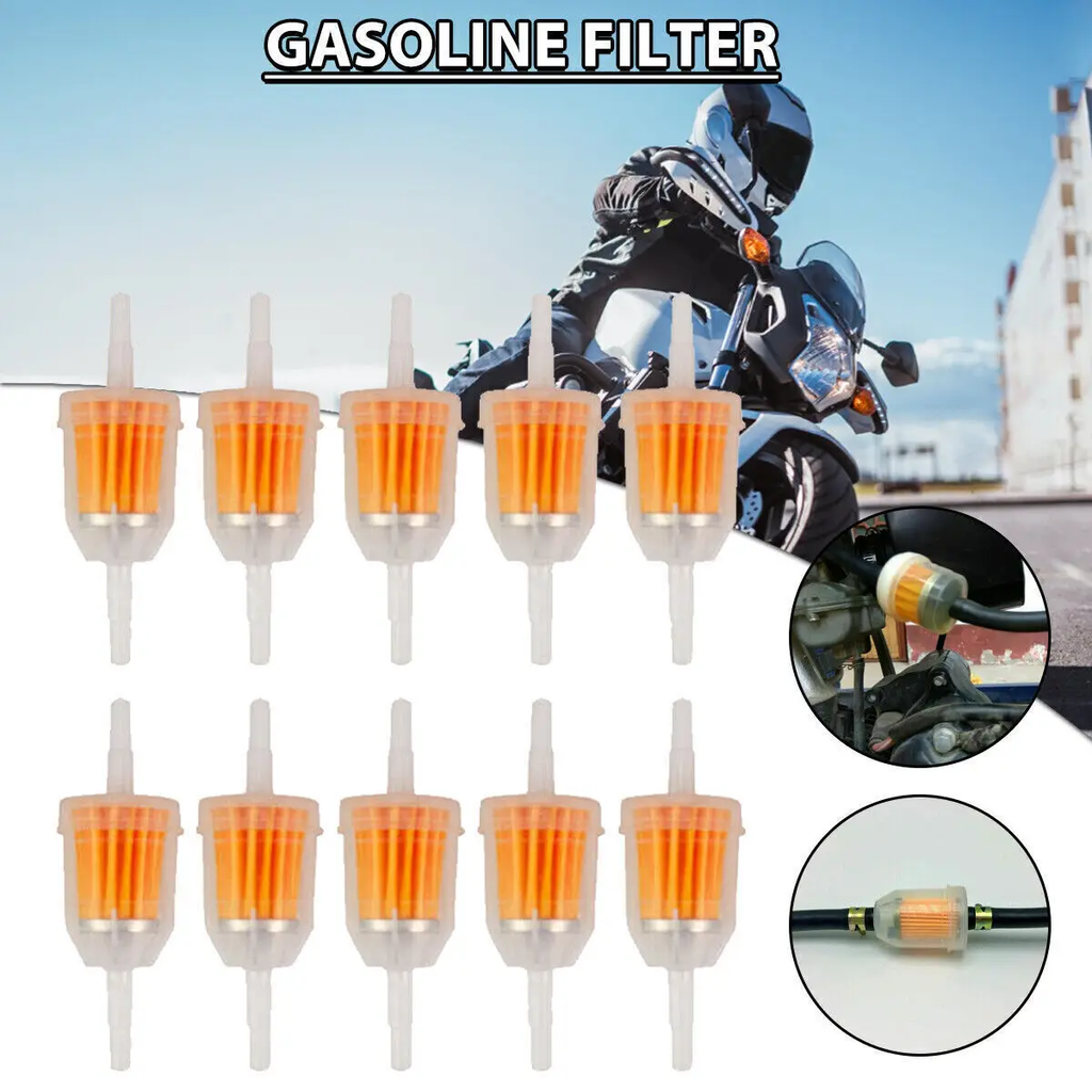 10 X Universal Petrol Inline Fuel Filter LARGE Car Part Fit 6 Mm to 8 Mm Pipes