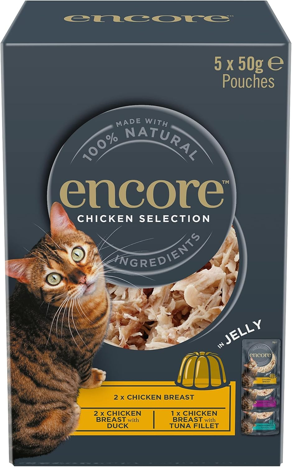 100% Natural Wet Cat Food, Multipack Chicken in Jelly, 5 X 50 G Pouches