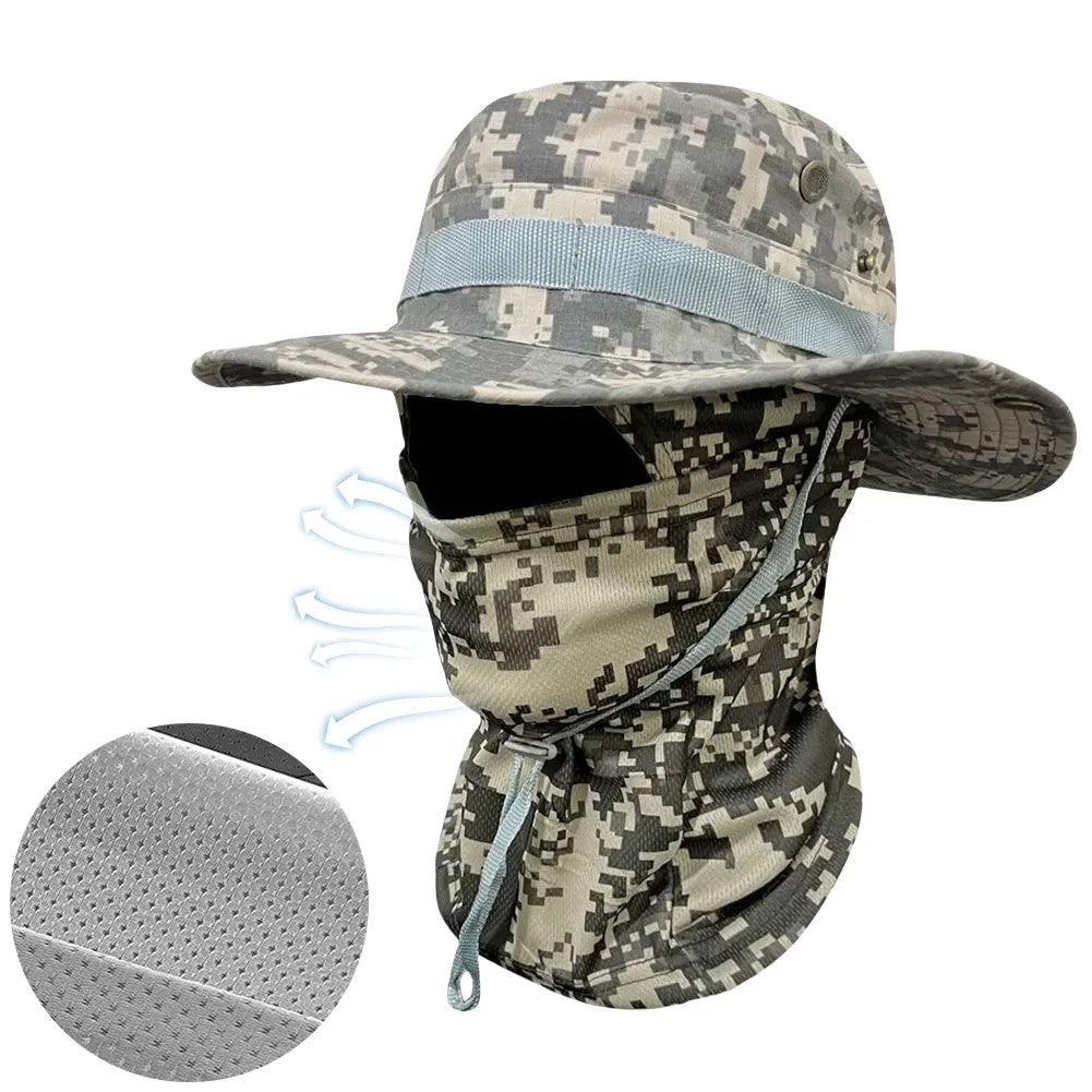 Balaclava Full Face Mask Set Wide Brim Fishing Hat Sun Protection Bucket Hat