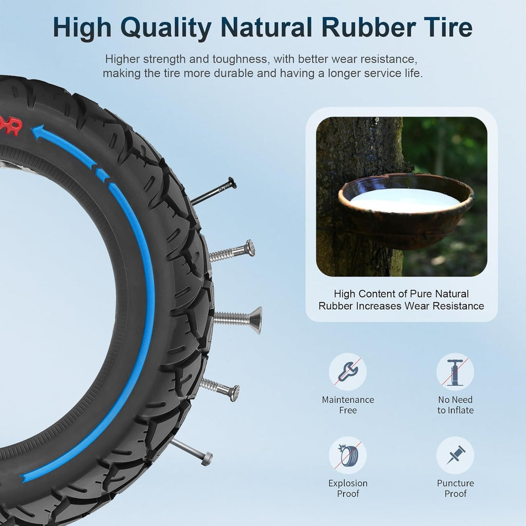 10X3 Solid Rubber Tyres - 10 Inch, 255X80, 80/65-6.5 Replacement Tyres 4 Scooter