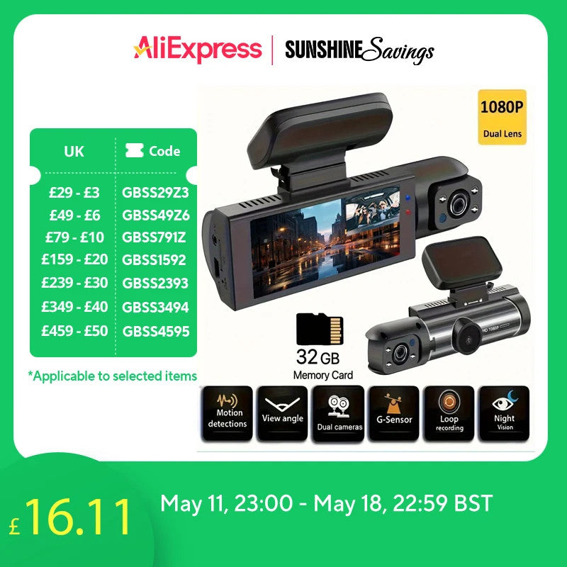 1080P HD Dash Cam Car Camera DVR Video Recorder 150 Wide-Angle128GB with GSensor