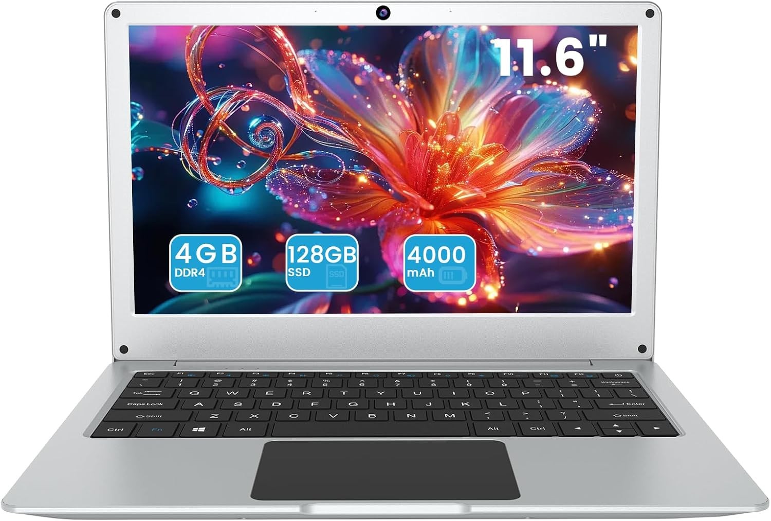 11.6 Inch Laptop 4GB DDR4 RAM 128GB eMMC Storage Celeron N4020C Processor, HD+