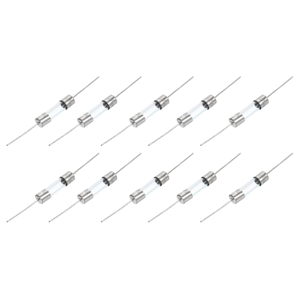 10Pcs Glass Tube Fuses, Axial-With Lead Wire 5X20Mm 2A 250V for Repairing (F2A)