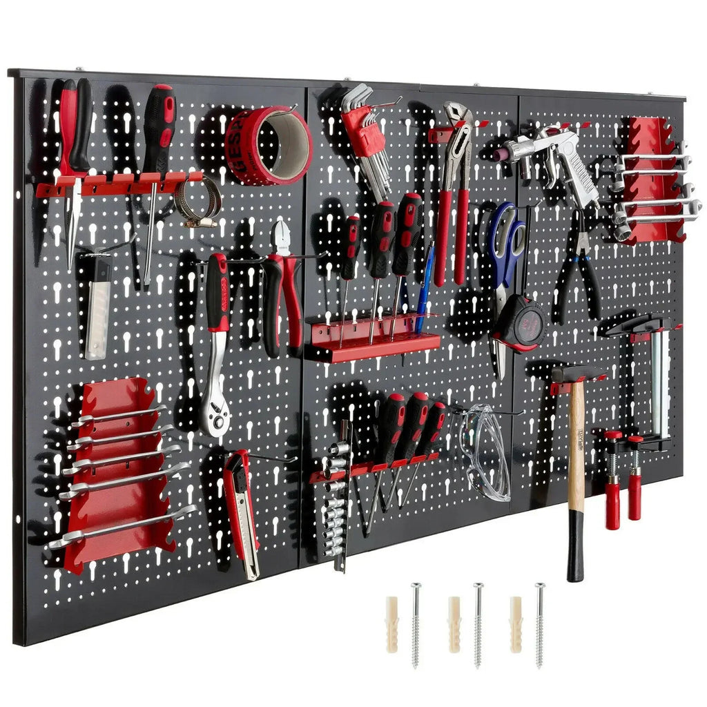 ✅117X55Cm Metal Pegboard Wall Organizer with Hooks 17PCS Kit
