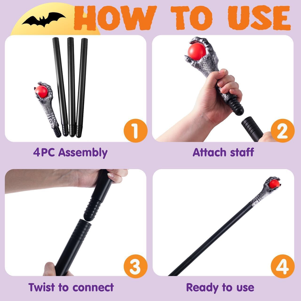 108Cm Halloween Magic Wand Gothic Walking Stick, Vampire Antique Walking Stick