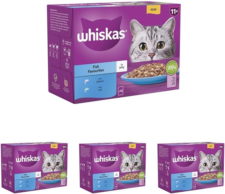 11+ Fish Selection in Jelly Pouches, Senior Cat Food, (1X12 X 85 G)