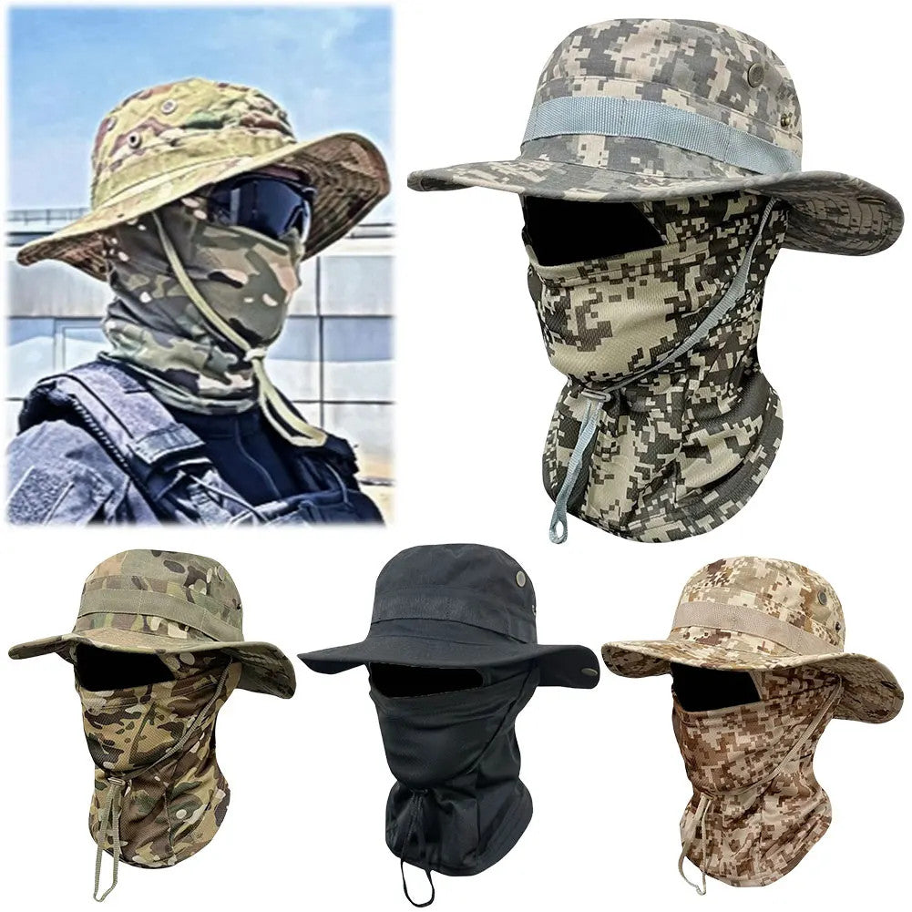 Balaclava Full Face Mask Set Wide Brim Fishing Hat Sun Protection Bucket Hat