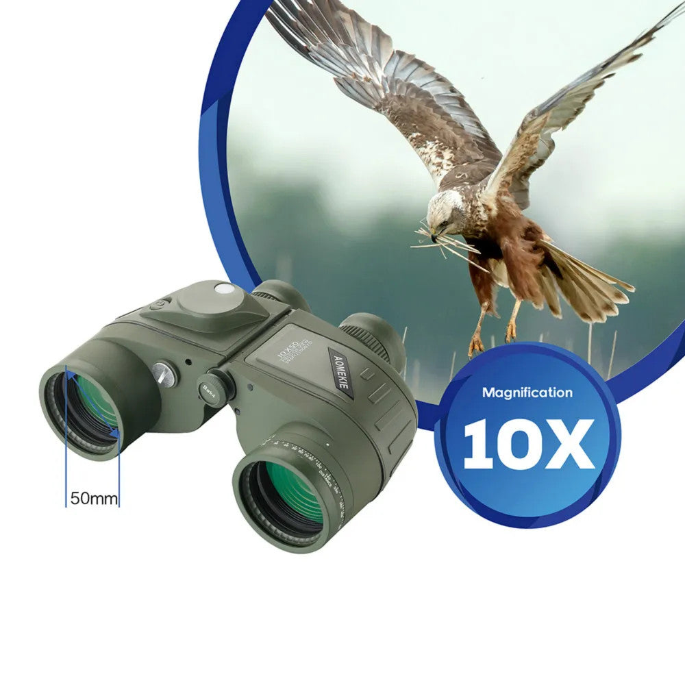 10X50 Marine Binoculars for Adults Waterproof Binoculars with Rangefinder Compas