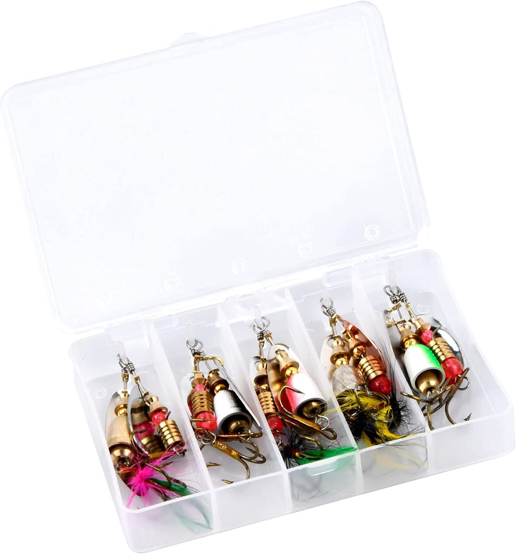 10PCS Spinner Bait Set, Artificial Fishing Lures, Fishing Spinners Lures + Hooks