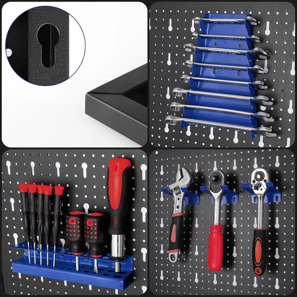 ✅117X55Cm Metal Pegboard Wall Organizer with Hooks 17PCS Kit