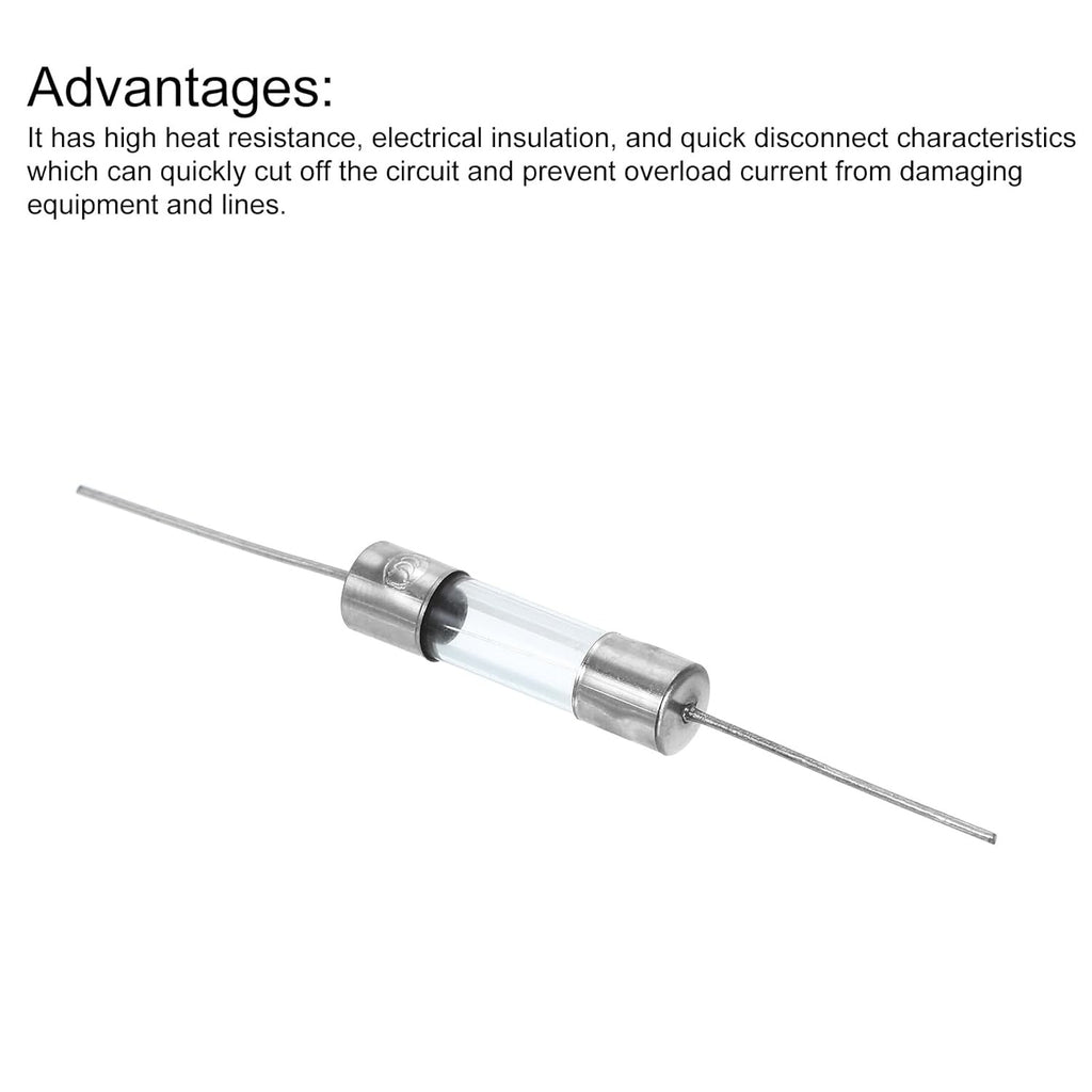 10Pcs Glass Tube Fuses, Axial-With Lead Wire 5X20Mm 2A 250V for Repairing (F2A)