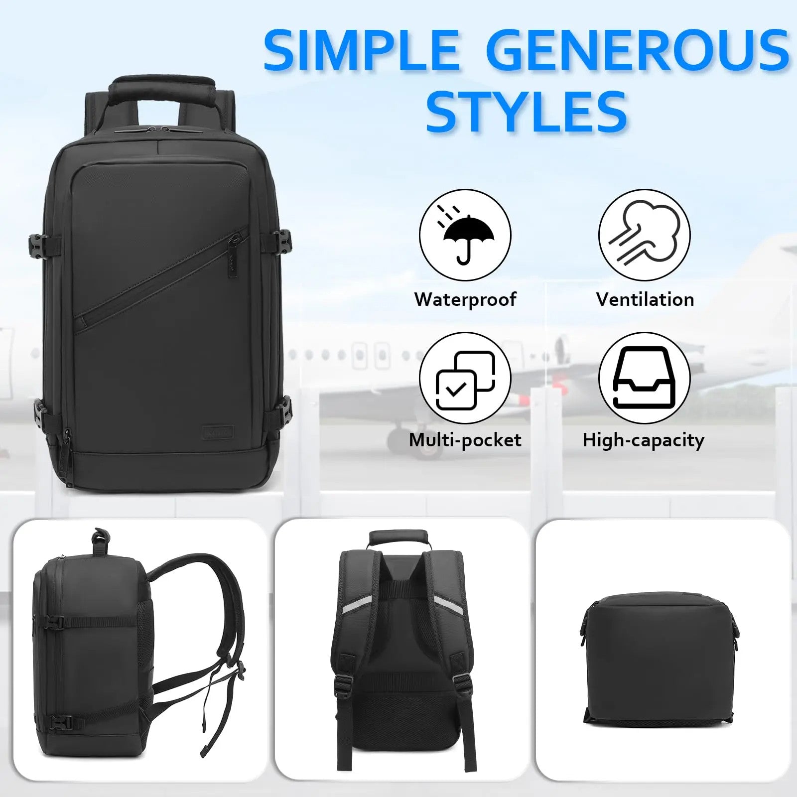 Ryanair Cabin Backpack 40X20X25Cm - 20L Waterproof Carry on Bag Airline Approved