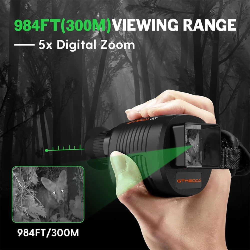 1080P HD Monoculars LCD Screen Day/Night Vision Camera Telescope 300M Full Dark