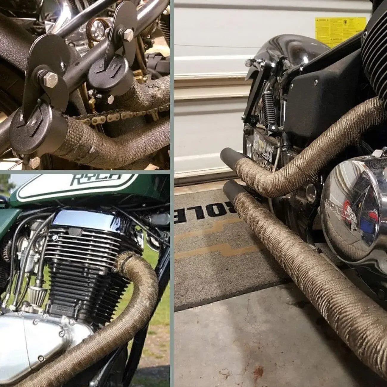 10M Titanium Gold Heat Wrap Tape Exhaust Insulating Downpipe + 10 Manifold Ties