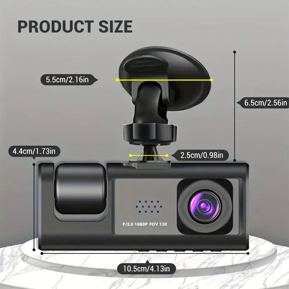 1080P Car Dash Cam with 32G Loop Recording Car DVR IPS Screen 3 Channel Cameras
