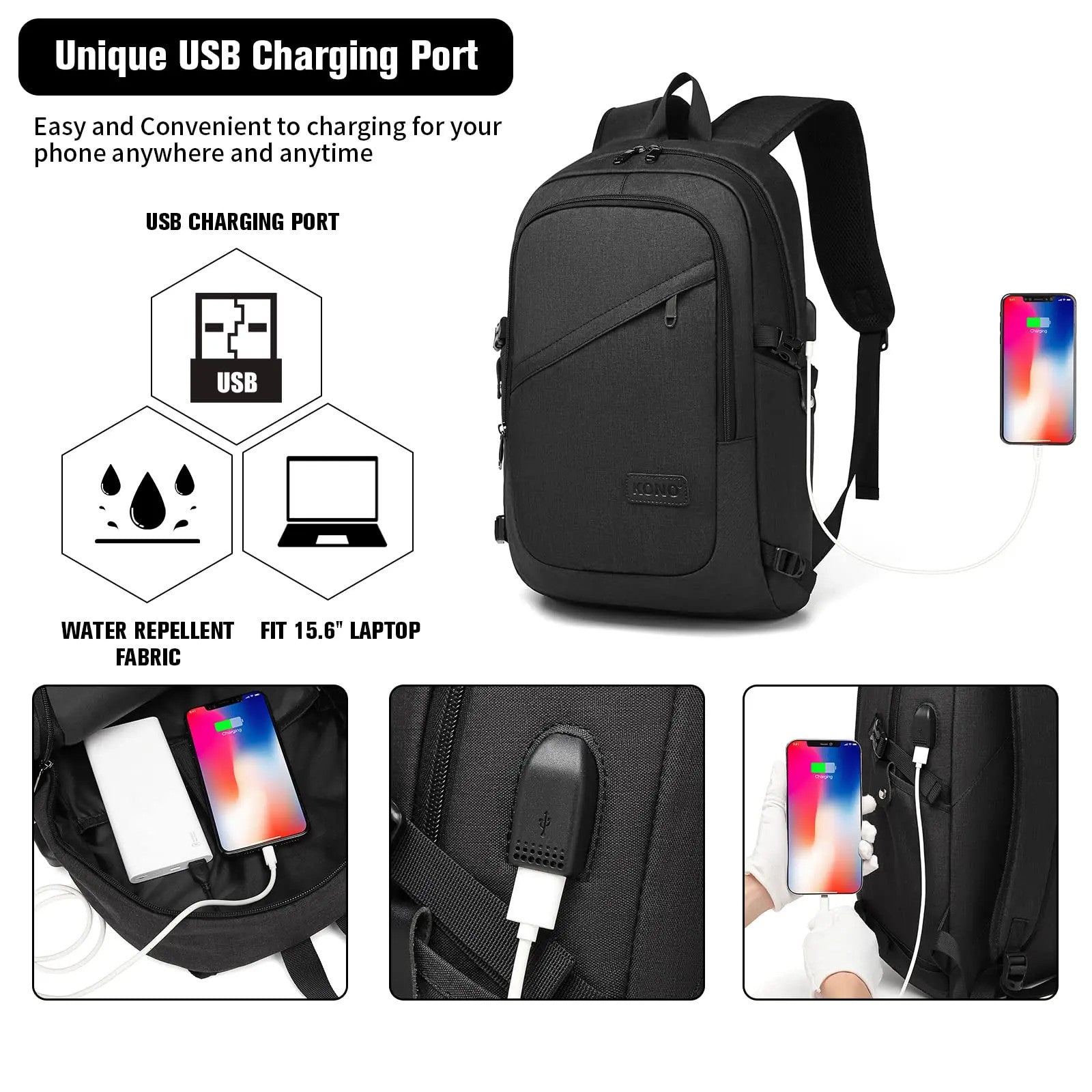 Laptop Backpack - 15.6 Inch Lightweight Laptop Bag for Men & Women USB Charging