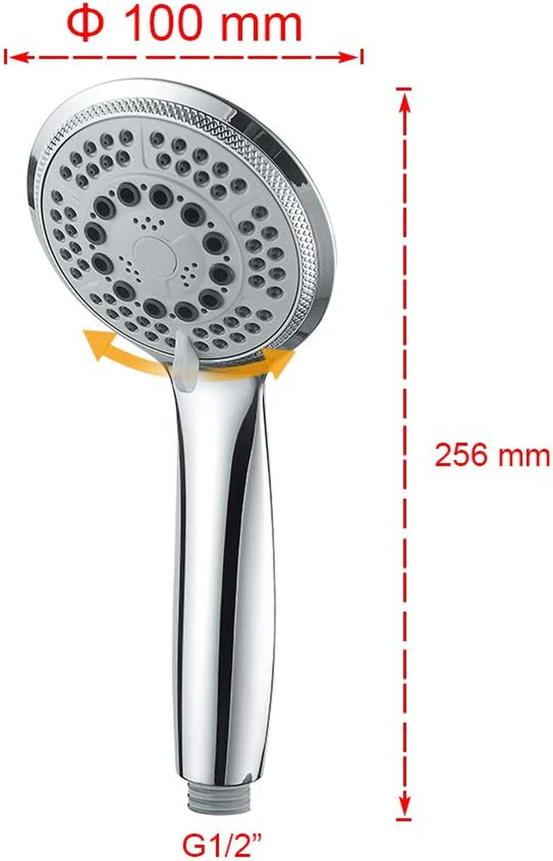 100Mm Hand Shower with Water-Saving Funtion, Handheld Shower Head with 5 Spray