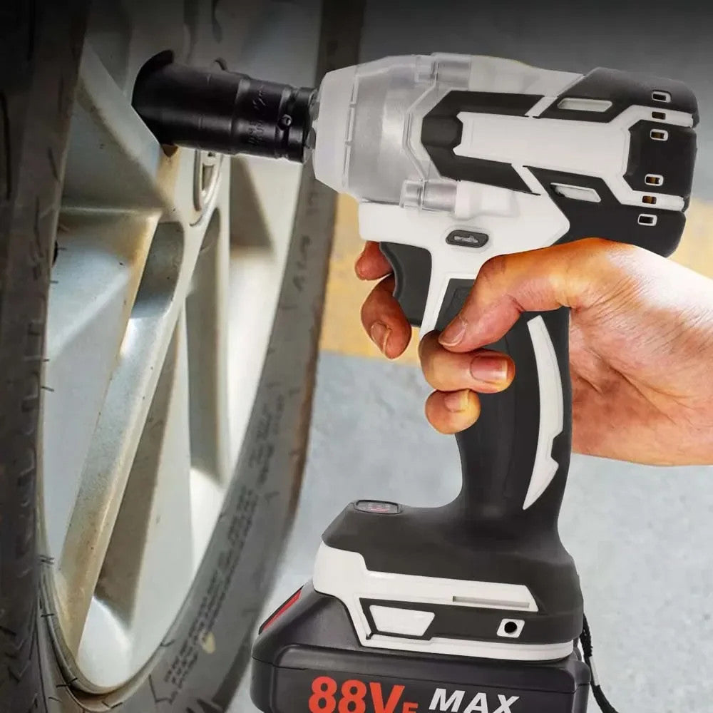 1000Nm 21V Cordless Electric Impact Wrench Drill Gun Ratchet Driver W/2 Battery