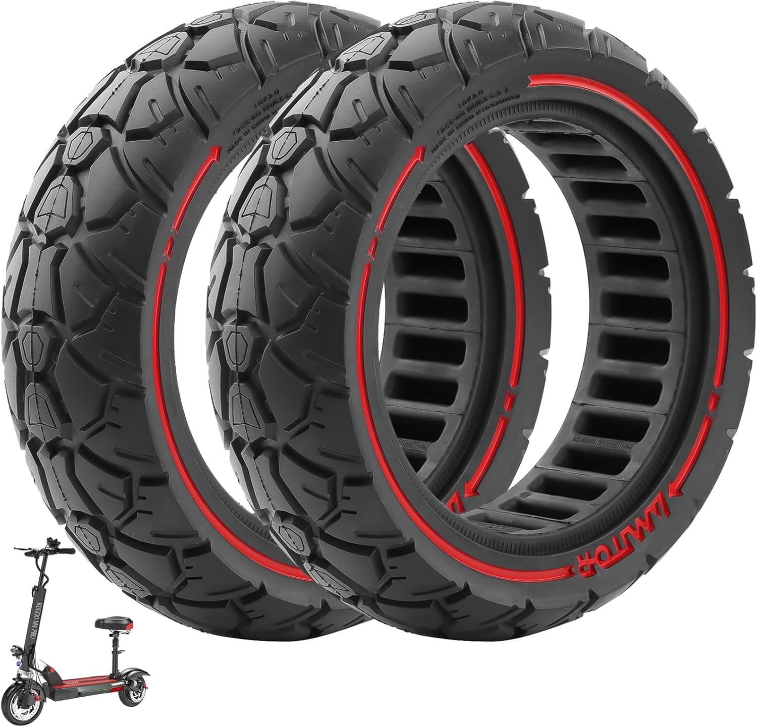 10X3 Solid Rubber Tyres - 10 Inch, 255X80, 80/65-6.5 Replacement Tyres 4 Scooter