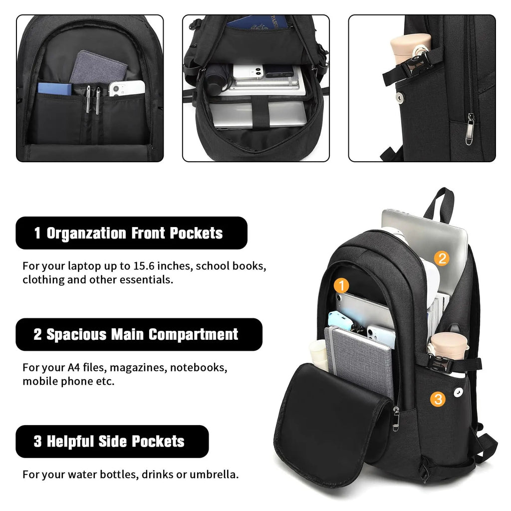 Laptop Backpack - 15.6 Inch Lightweight Laptop Bag for Men & Women USB Charging
