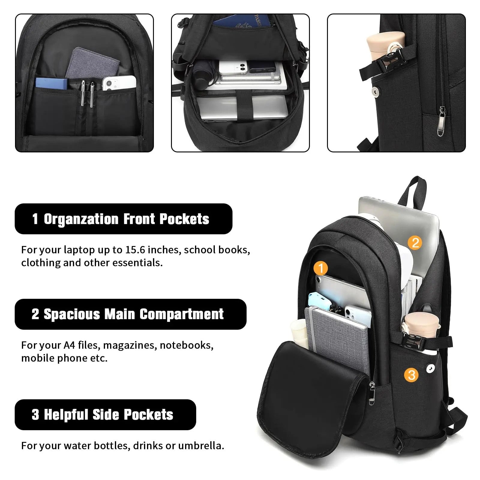 Laptop Backpack - 15.6 Inch Lightweight Laptop Bag for Men & Women USB Charging