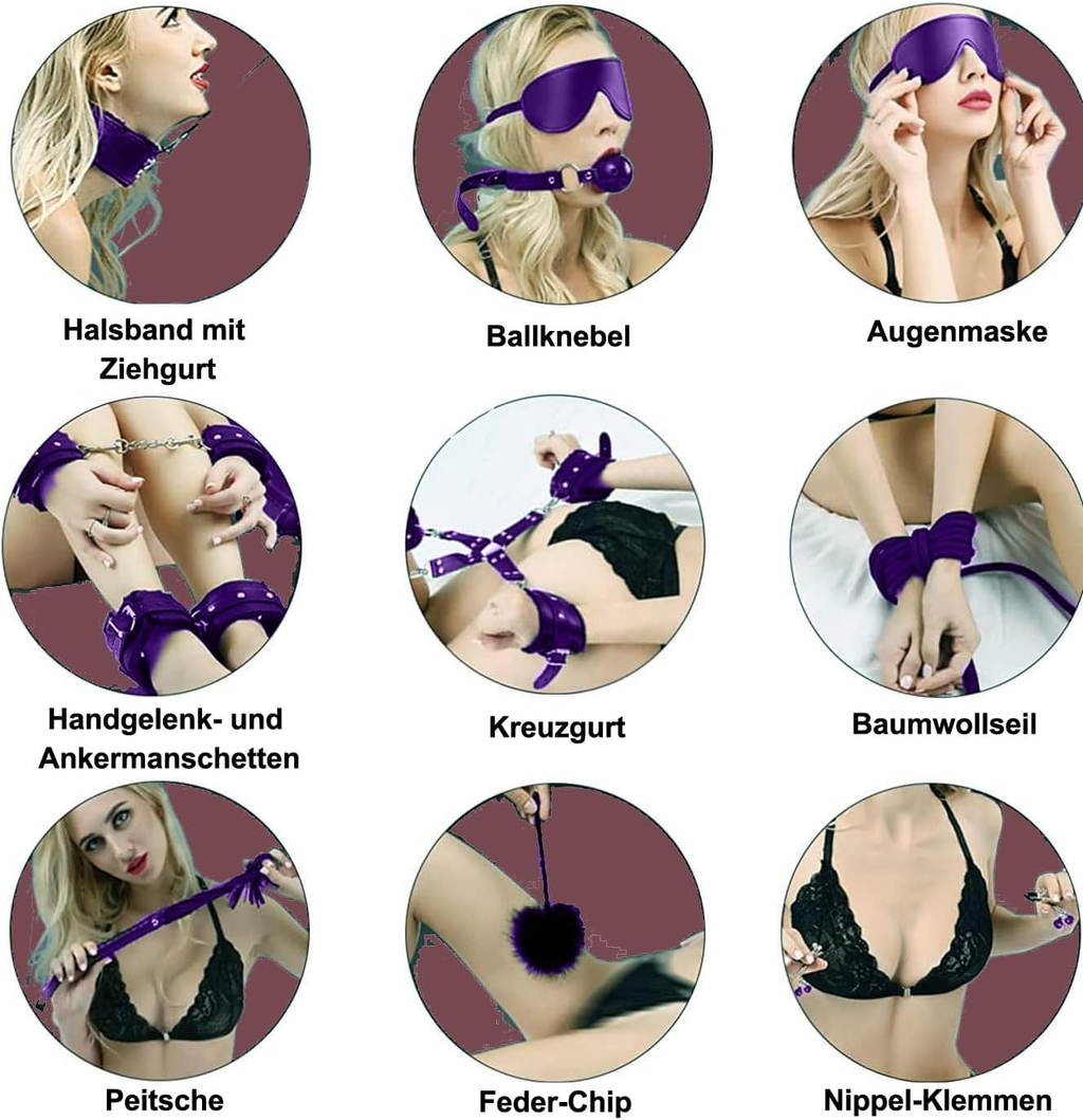 10Pcs Bondage Set Restraints Erotic Suit