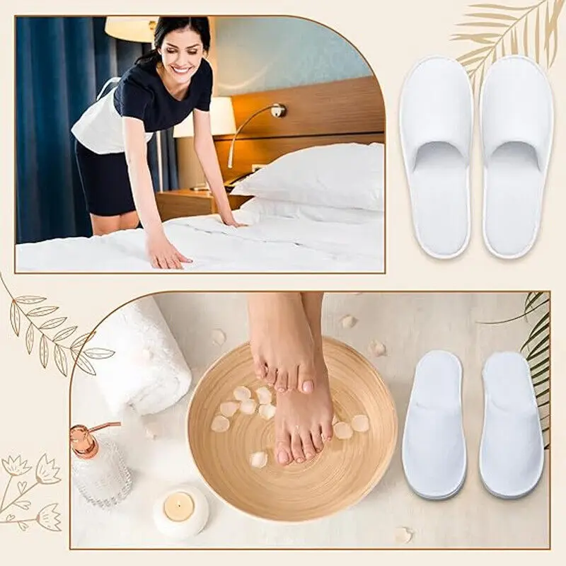 10 Pairs Spa Hotel Guest Slippers Toe Towelling Disposable Terry Style New