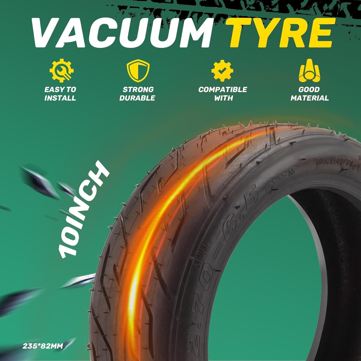 10X2.70-6.5 10 Inch Solid Tyre Thickening and Wear Resistance Electric Scooter