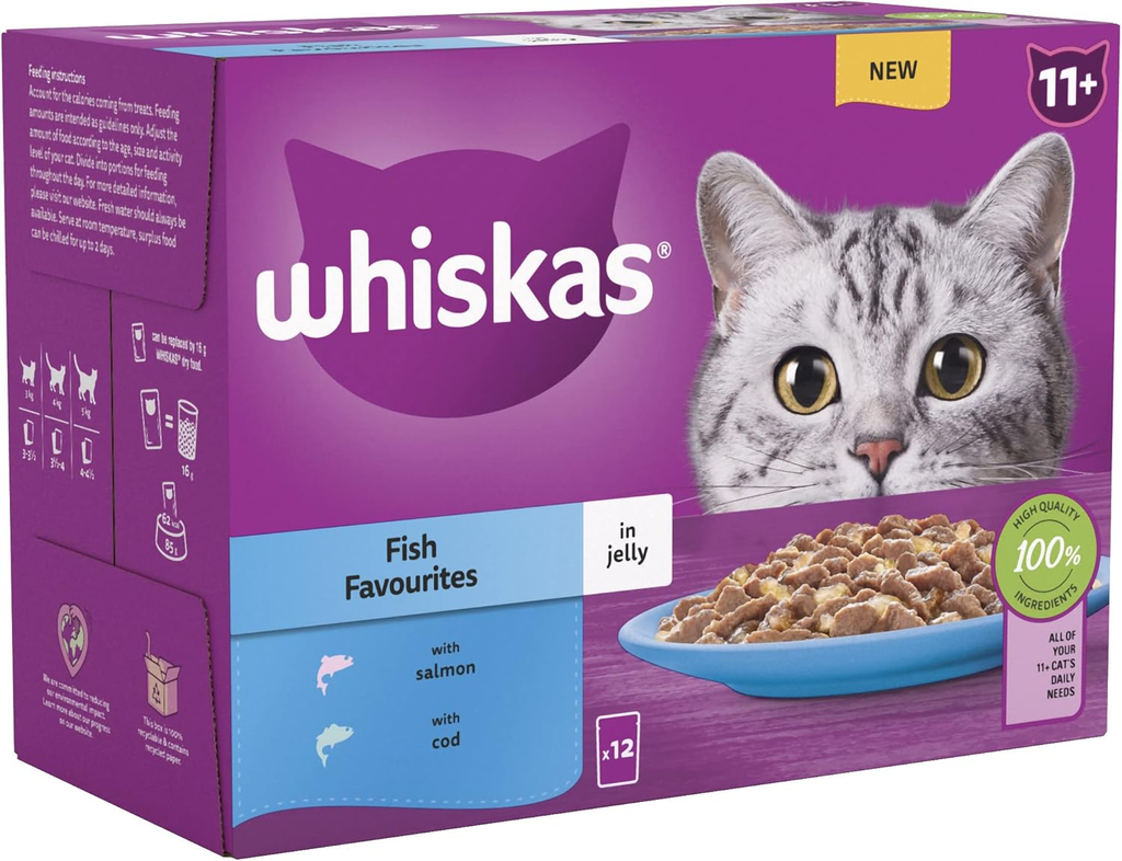 11+ Fish Selection in Jelly Pouches, Senior Cat Food, (1X12 X 85 G)