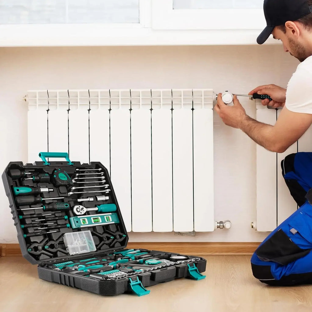 198 Piece Tool Box, Hand Tool Set, Ratchet Socket Tool Set, Screwdriver Set