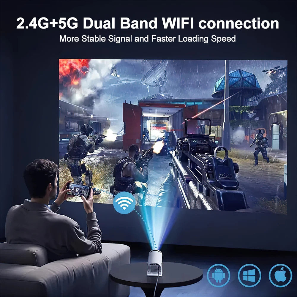 1080P Projector with Speaker Portable Mini Wireless Projector Dual 200 ANSI