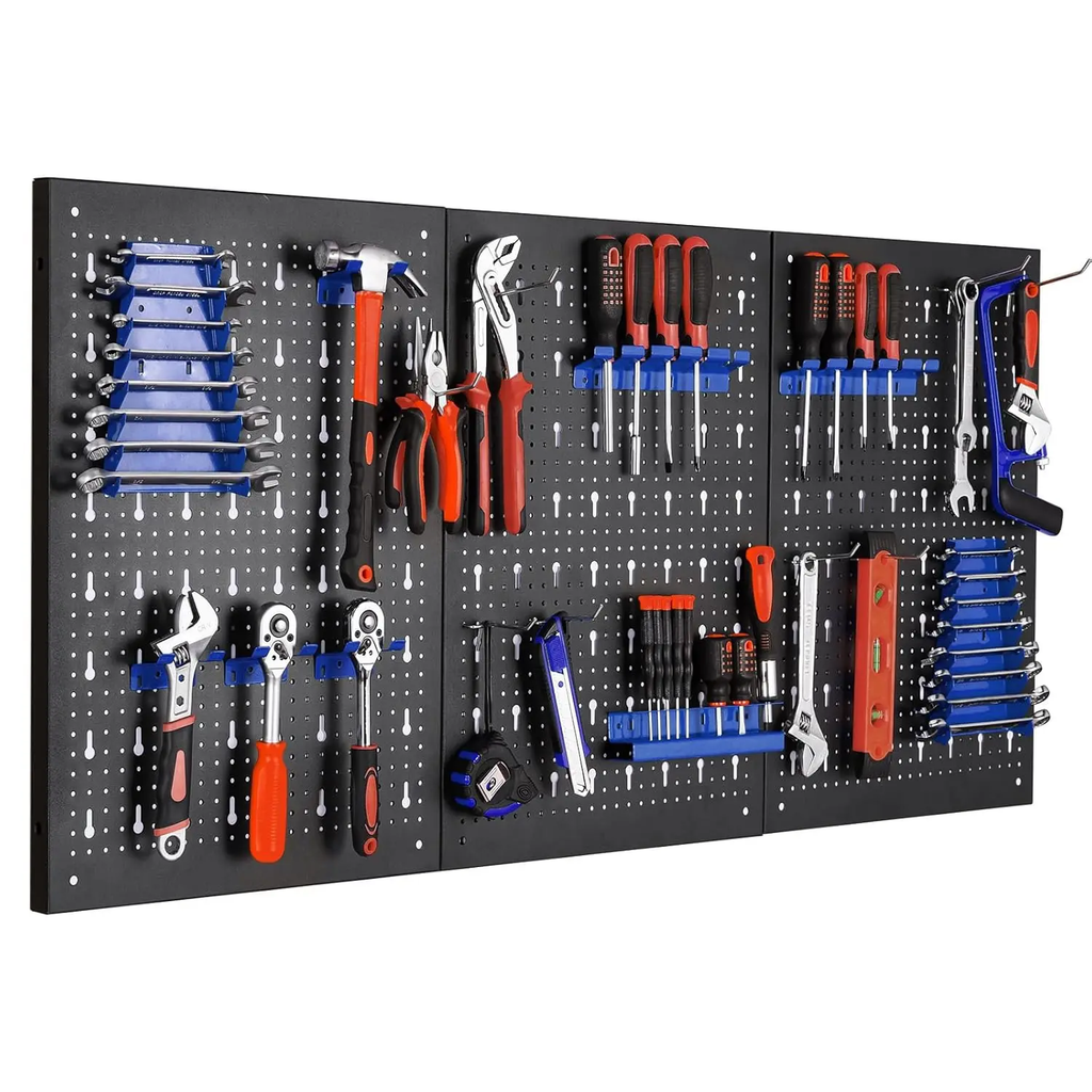 ✅117X55Cm Metal Pegboard Wall Organizer with Hooks 17PCS Kit