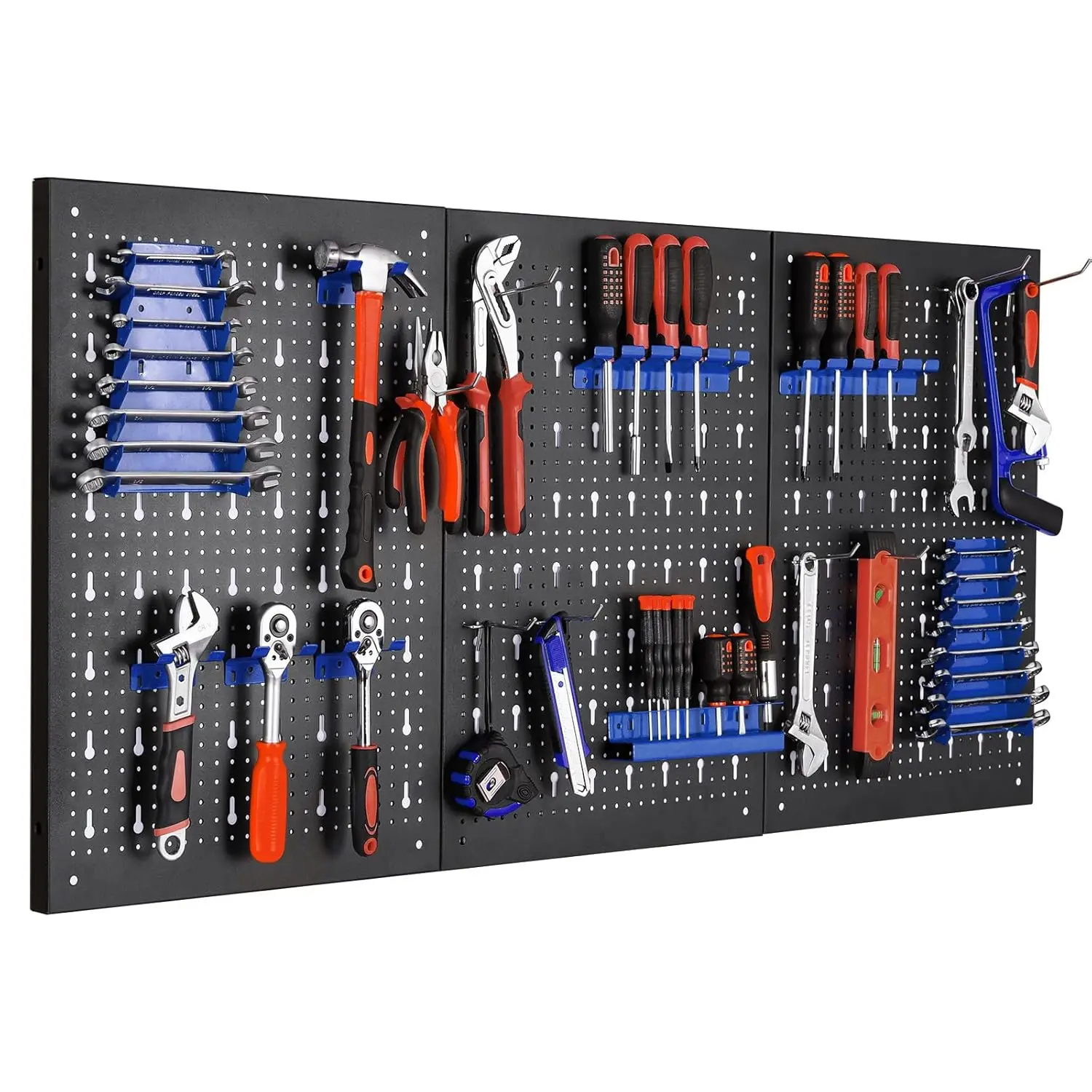 ✅117X55Cm Metal Pegboard Wall Organizer with Hooks 17PCS Kit
